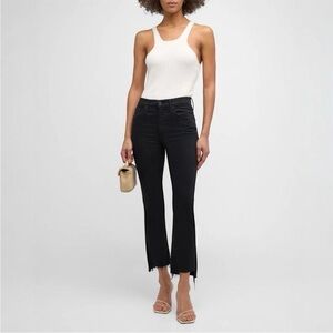 Mother Insider Crop Step Fray Jeans Not Guilty Black Wash Stretch Denim 29